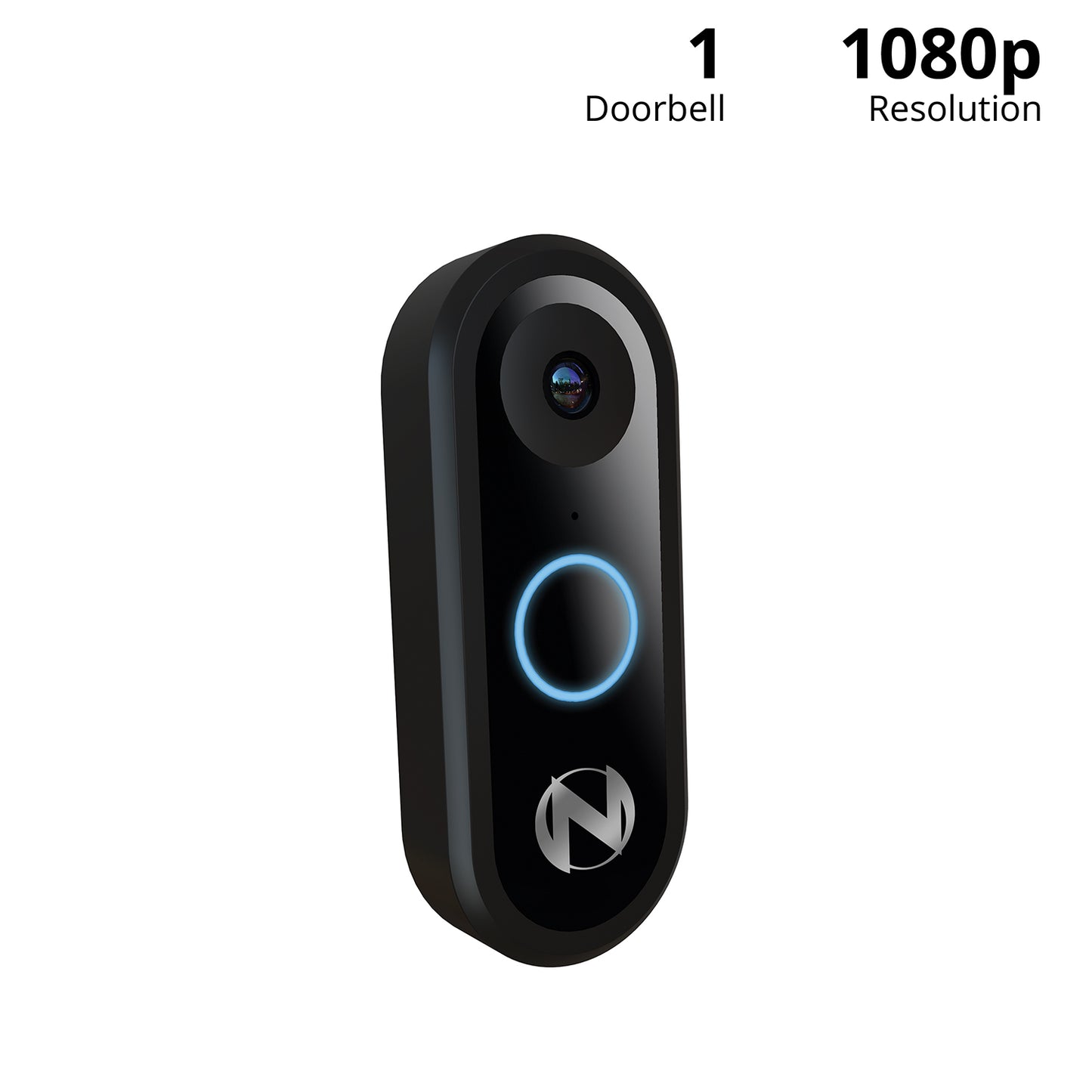 1080p Video Doorbell - Wired - Black