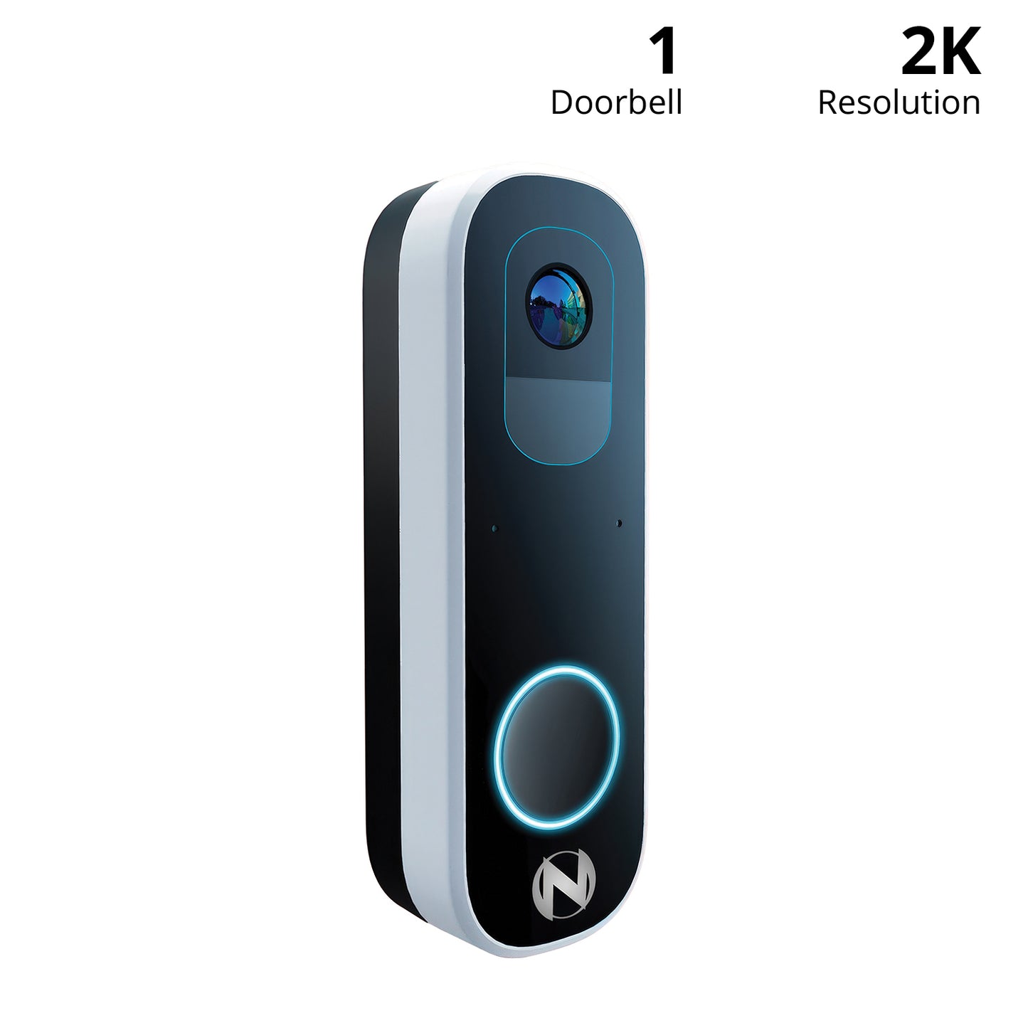 2K Battery Wi-Fi Smart Dual-Powered Video Doorbell - Black