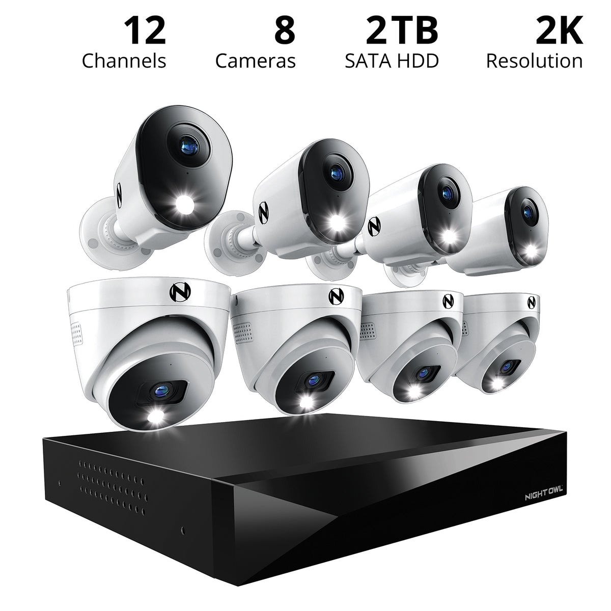 2-Way Audio 12 Channel DVR Security System with 2TB Hard Drive and 8 W ...