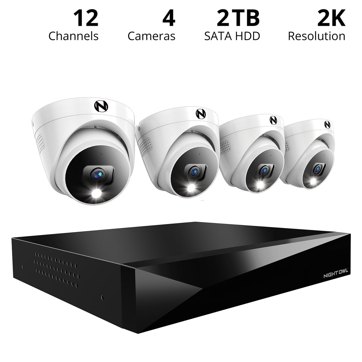 2-Way Audio 12 Channel DVR Security System with 2TB Hard Drive and 4 W ...