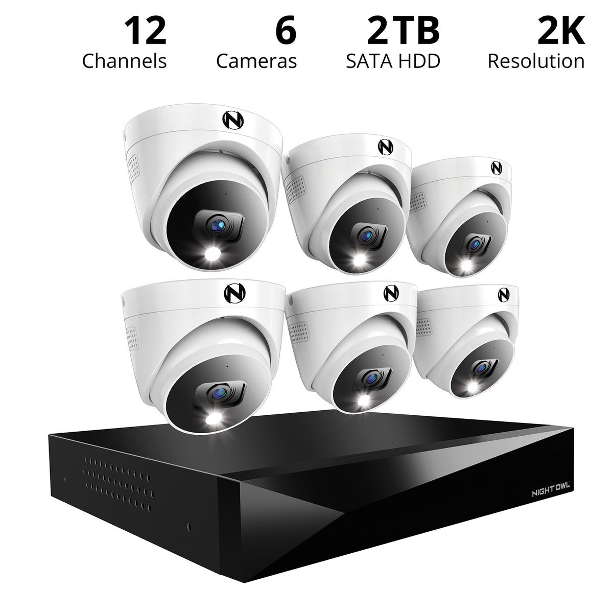 Security Audio System 2-Way Audio 12 Channel DVR Security System with 2TB Hard Drive and 6 W ...