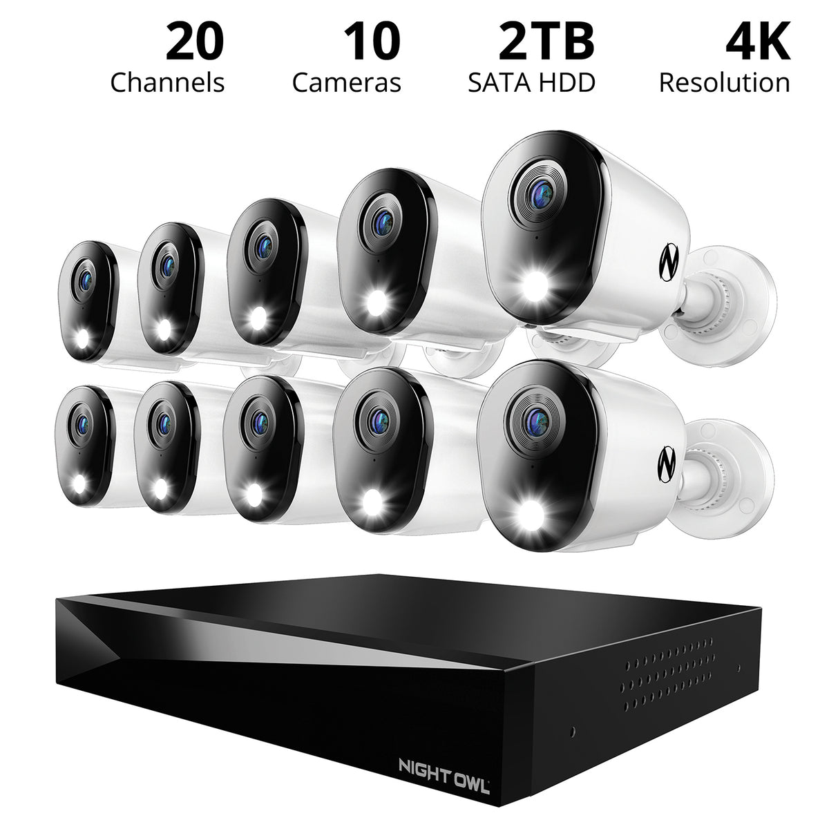 Dvd Security System 2-Way Audio 20 Channel DVR Security System with 2TB Hard Drive and 10 ...