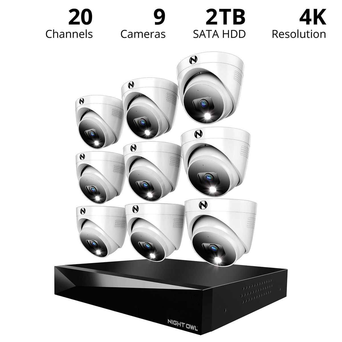 Dvd Security System 2-Way Audio 20 Channel DVR Security System with 2TB Hard Drive and 9 W ...