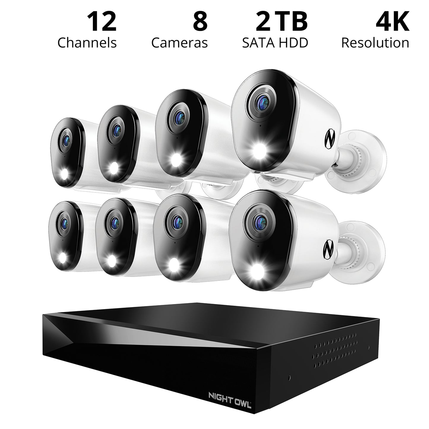 2-Way Audio 12 Channel DVR Security System with 2TB Hard Drive and 8 Wired 4K Deterrence Cameras