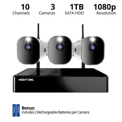 Wi-Fi 1080p NVR with 1 TB HDD 3 Battery 1080p Wi-Fi Cameras with 2 Batteries per camera - WNIP2 Series