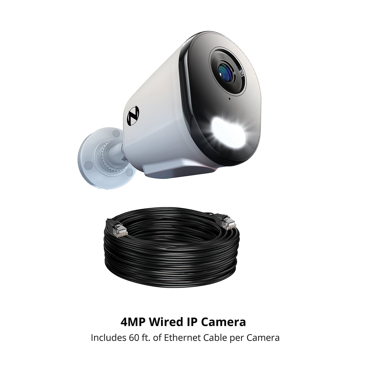 Ruggedized Add On Wired IP 4MP Deterrence Camera with 2-Way Audio - 1 Pack - White