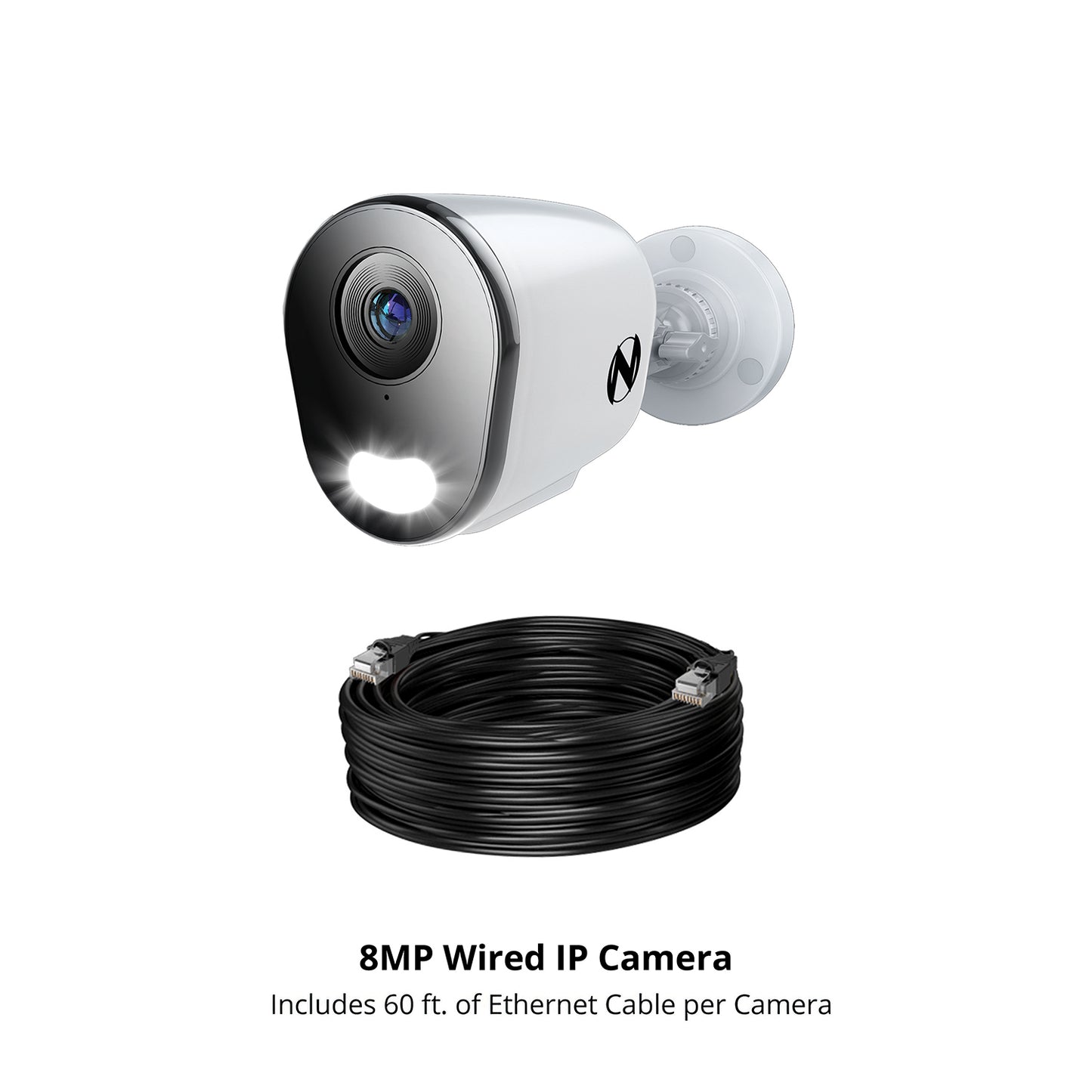 Ruggedized Add On Wired IP 4K Deterrence Camera with 2-Way Audio - White