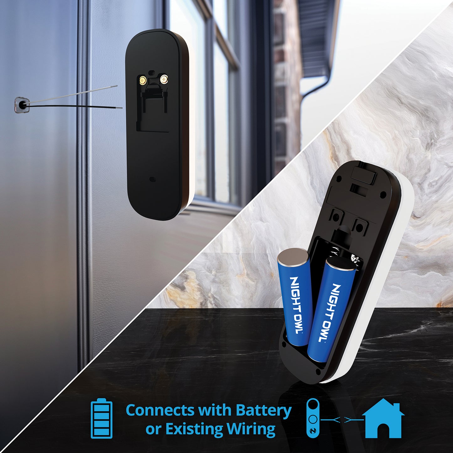 2K Battery Wi-Fi Smart Dual-Powered Video Doorbell - Black
