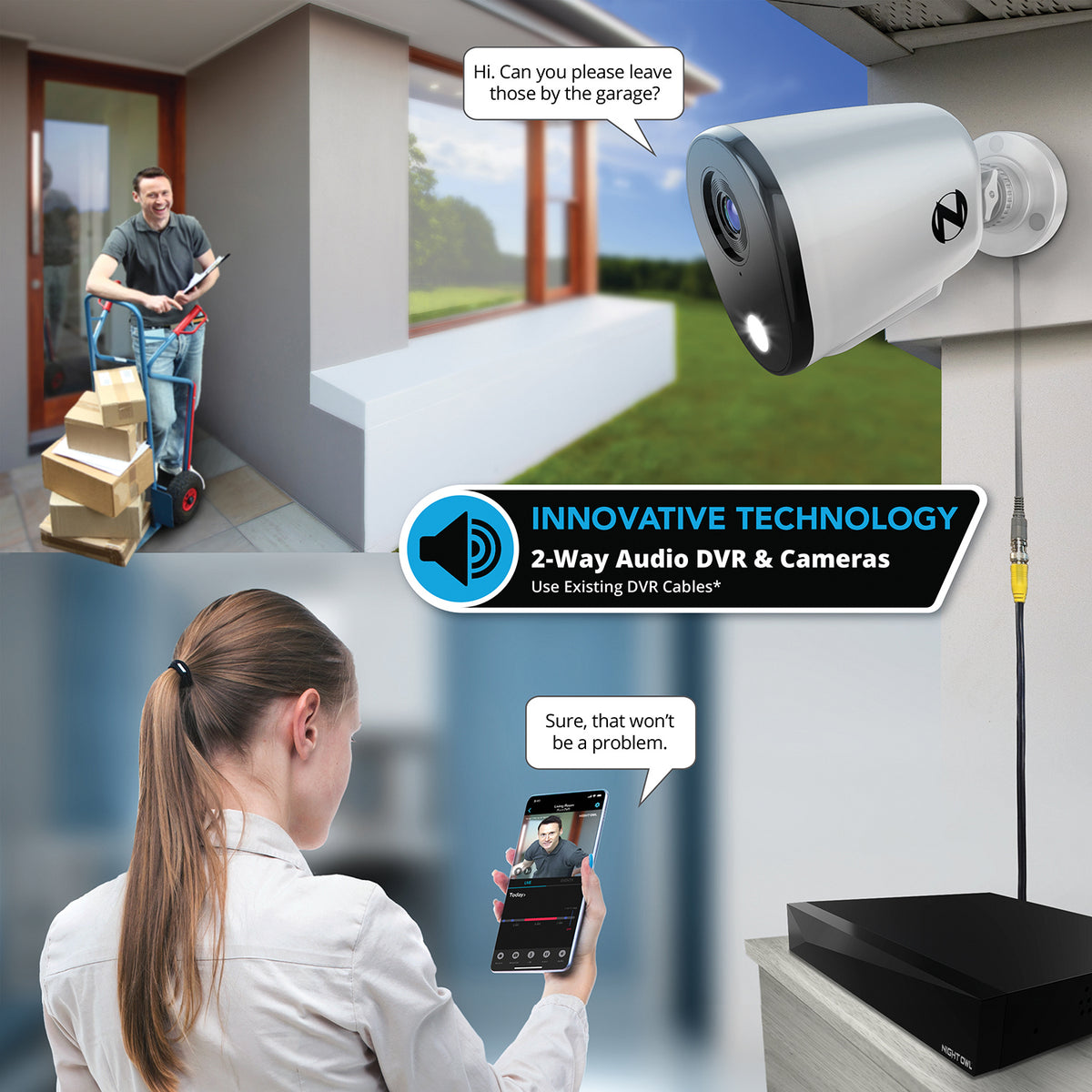 Dvd Security System 2-Way Audio 12 Channel DVR Security System with 2TB Hard Drive and 6 W ...