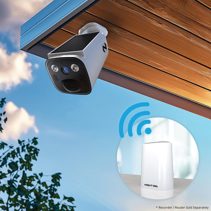 Solar Powered Wire Free 2K Camera with Spotlight and 2-Way Audio - 3 Pack - White