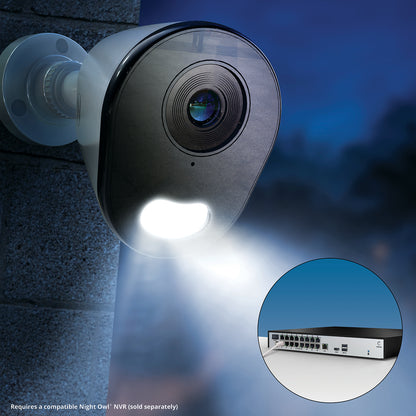 security camera with spotlight shining