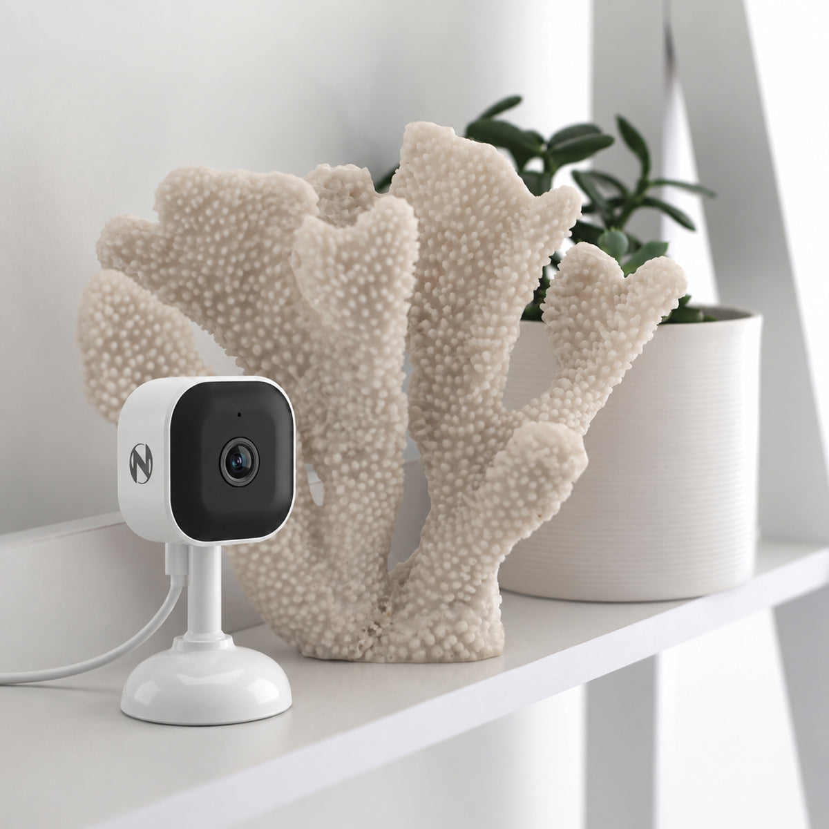 Indoor Wi-Fi IP Plug In 2K Deterrence Camera with 2-Way Audio - White