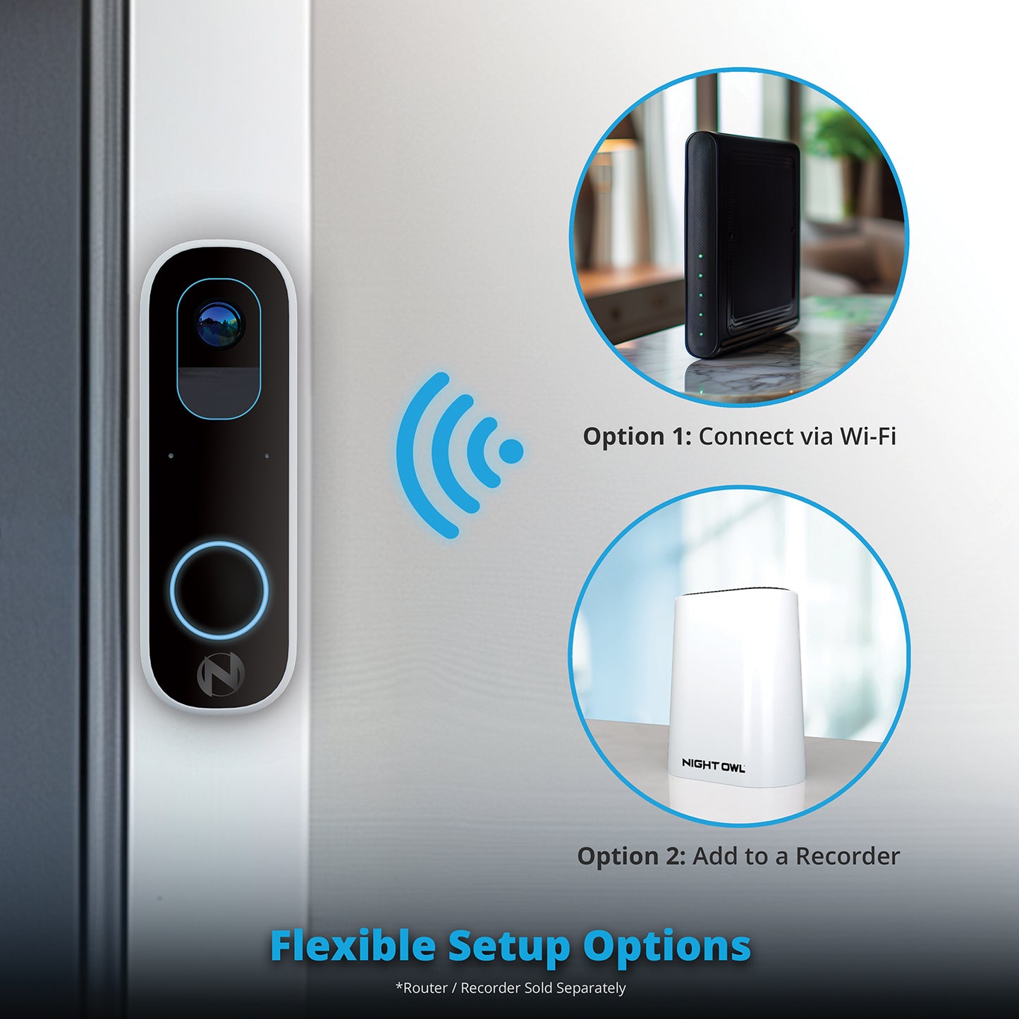 2K Wi-Fi Smart Dual-Powered Video Doorbell with Chime - Black