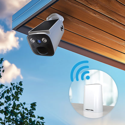 Expandable Wi-Fi Security Hub with 64GB microSD Card and 4 Wire Free Solar 2K Deterrence Cameras