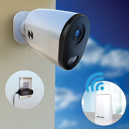 Expandable Wi-Fi Security Hub with 64GB microSD Card and 4 Plug-In Wi-Fi 2K Deterrence Cameras