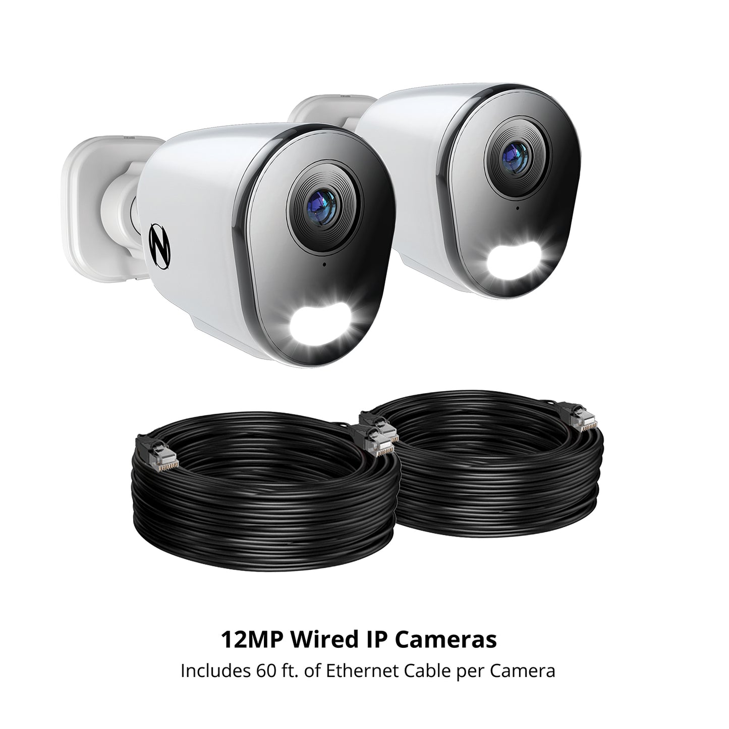 Add On Wired IP 12MP Deterrence Camera with 2-Way Audio - 2 Pack - White