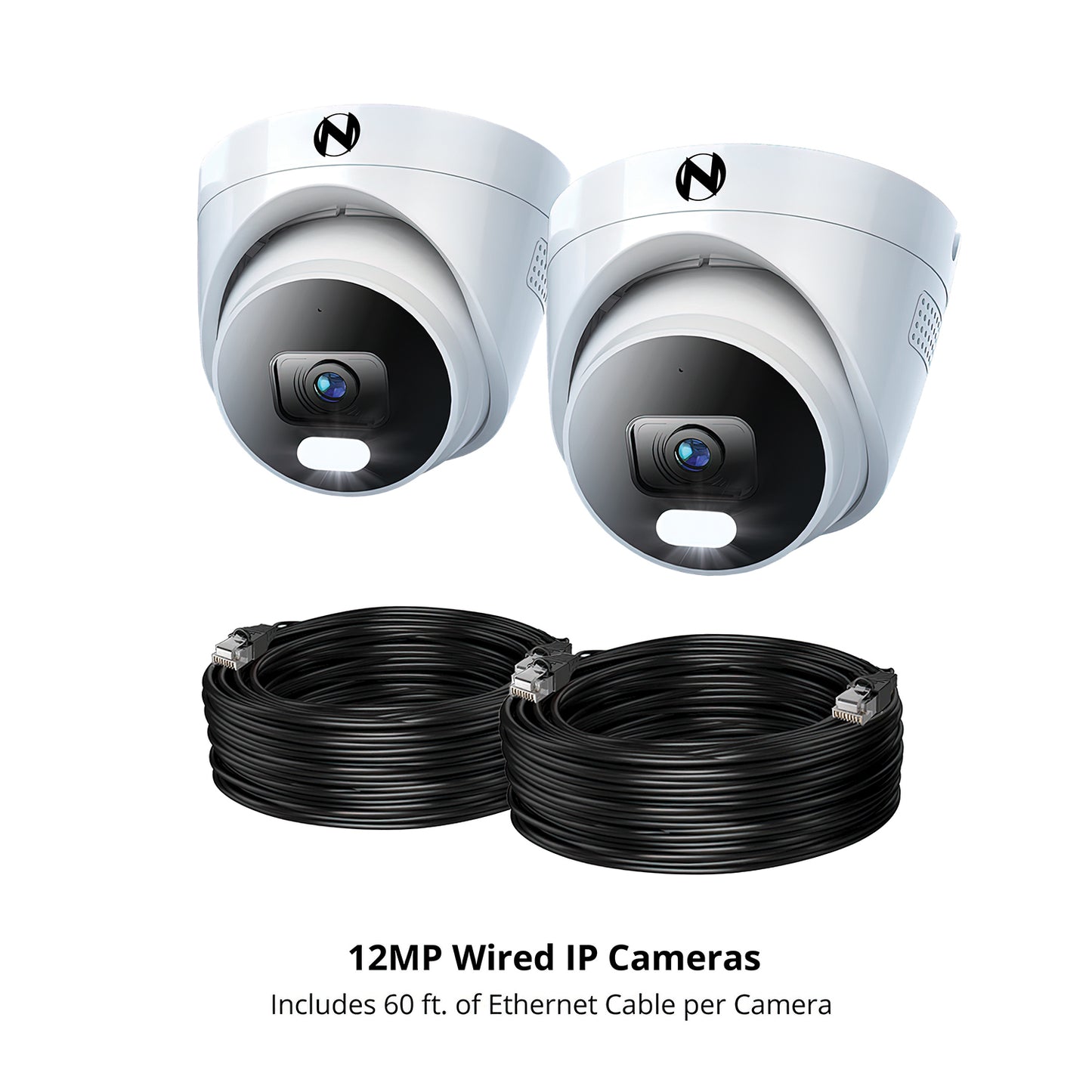 Add On Wired IP 12MP Deterrence Dome Camera with 2-Way Audio - 2 Pack - White