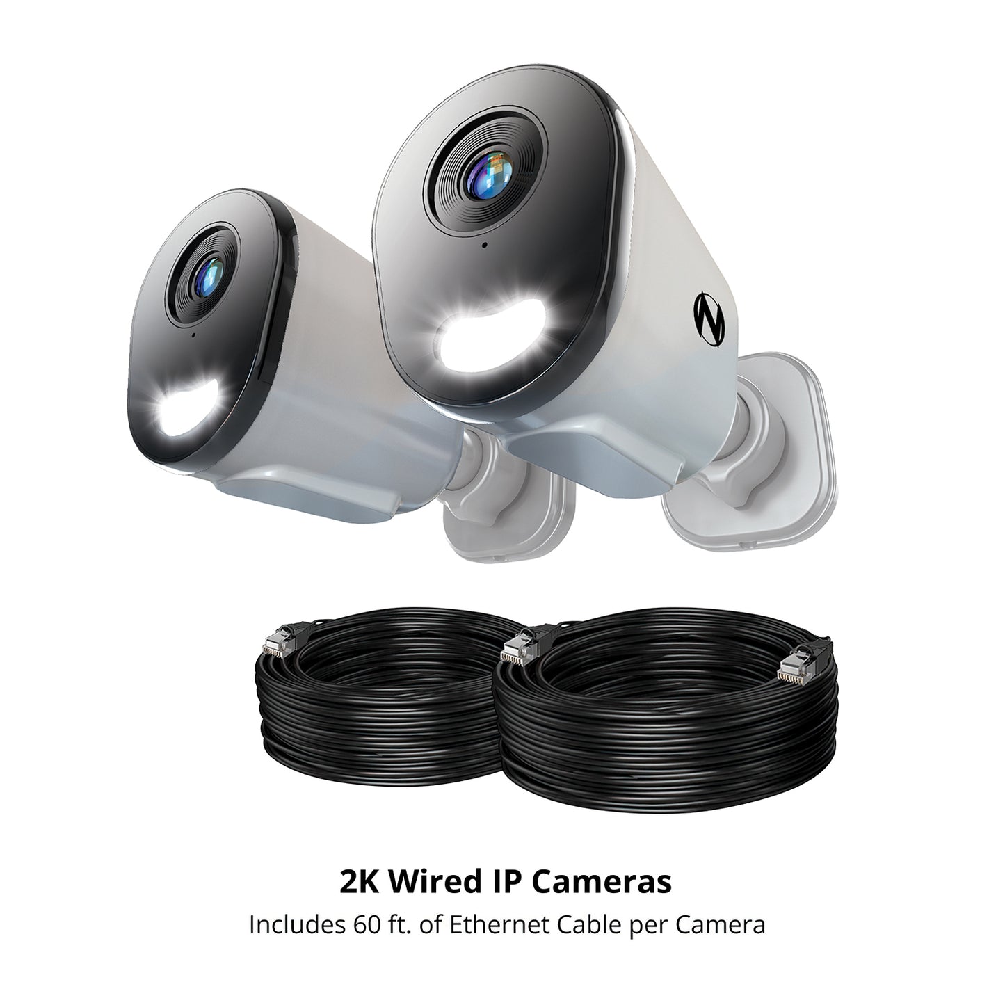 Add On Wired IP 4MP Deterrence Camera with 2-Way Audio - 2 Pack - White