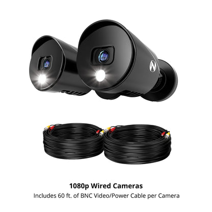 Refurbished Add On Wired 1080p Deterrence Cameras - 2 Pack - Black