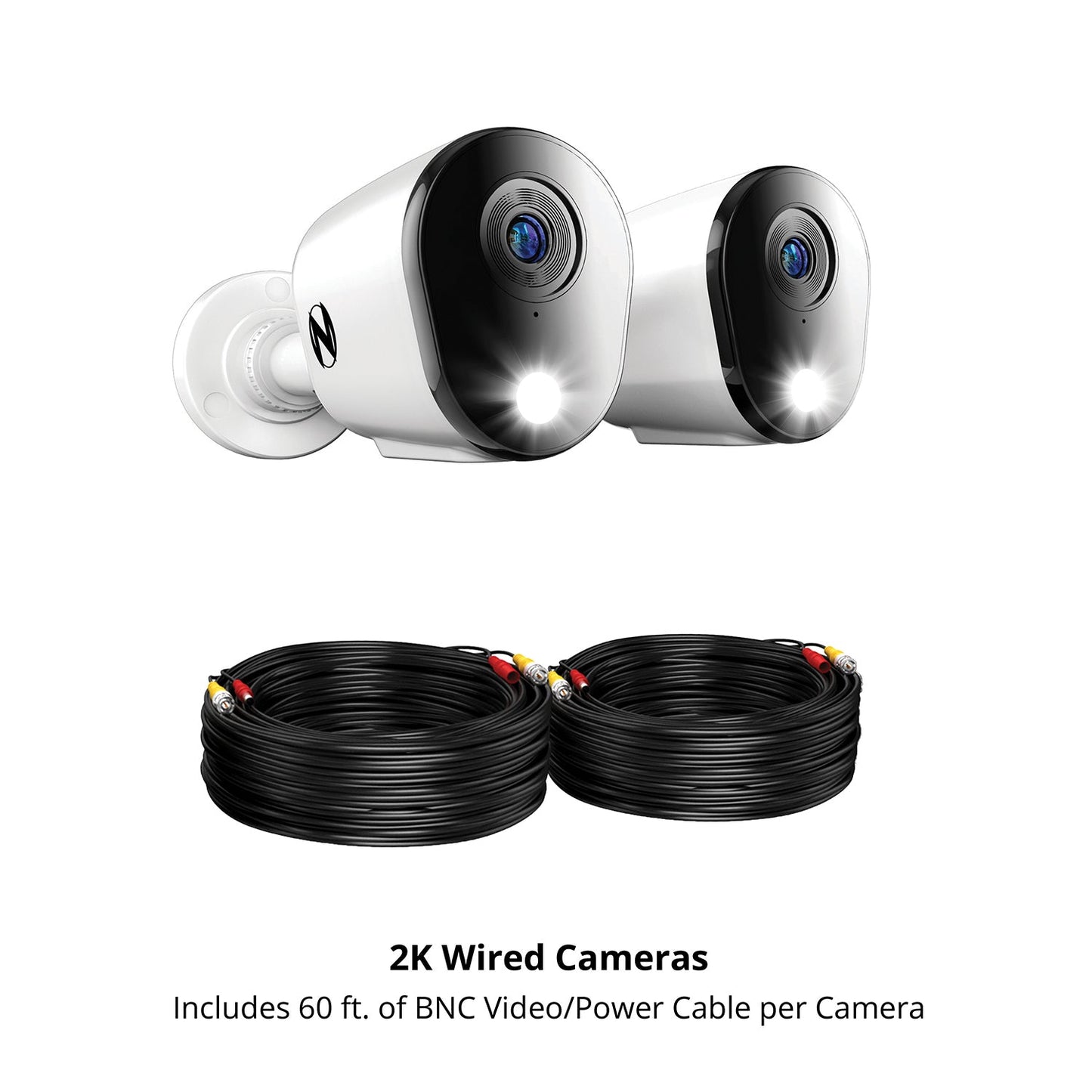 Refurbished Add On Wired 2K Deterrence Cameras with 2-Way Audio - 2 Pack - White