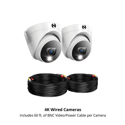 Add On Wired 4K Deterrence Dome Cameras with 2-Way Audio - 2 Pack - White