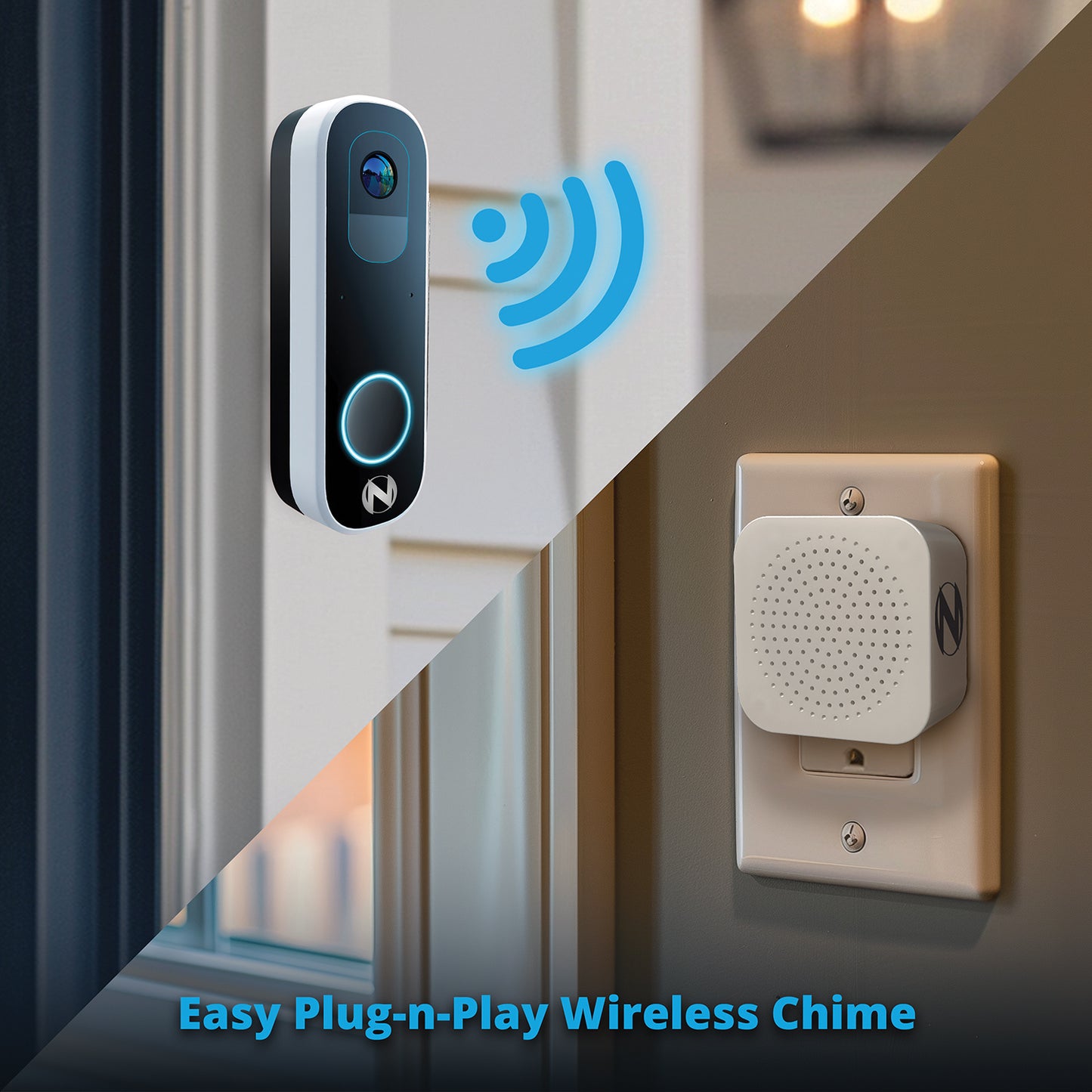 2K Wi-Fi Smart Dual-Powered Video Doorbell with Chime - Black