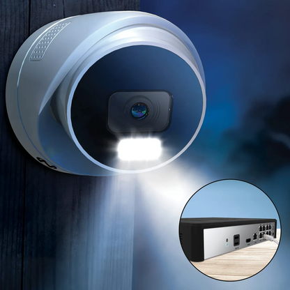 24 Channel 12MP eNVR with 4TB HDD and 4 Wired IP 12MP Dome Cameras w 2-Way Audio - 16 POE Ports