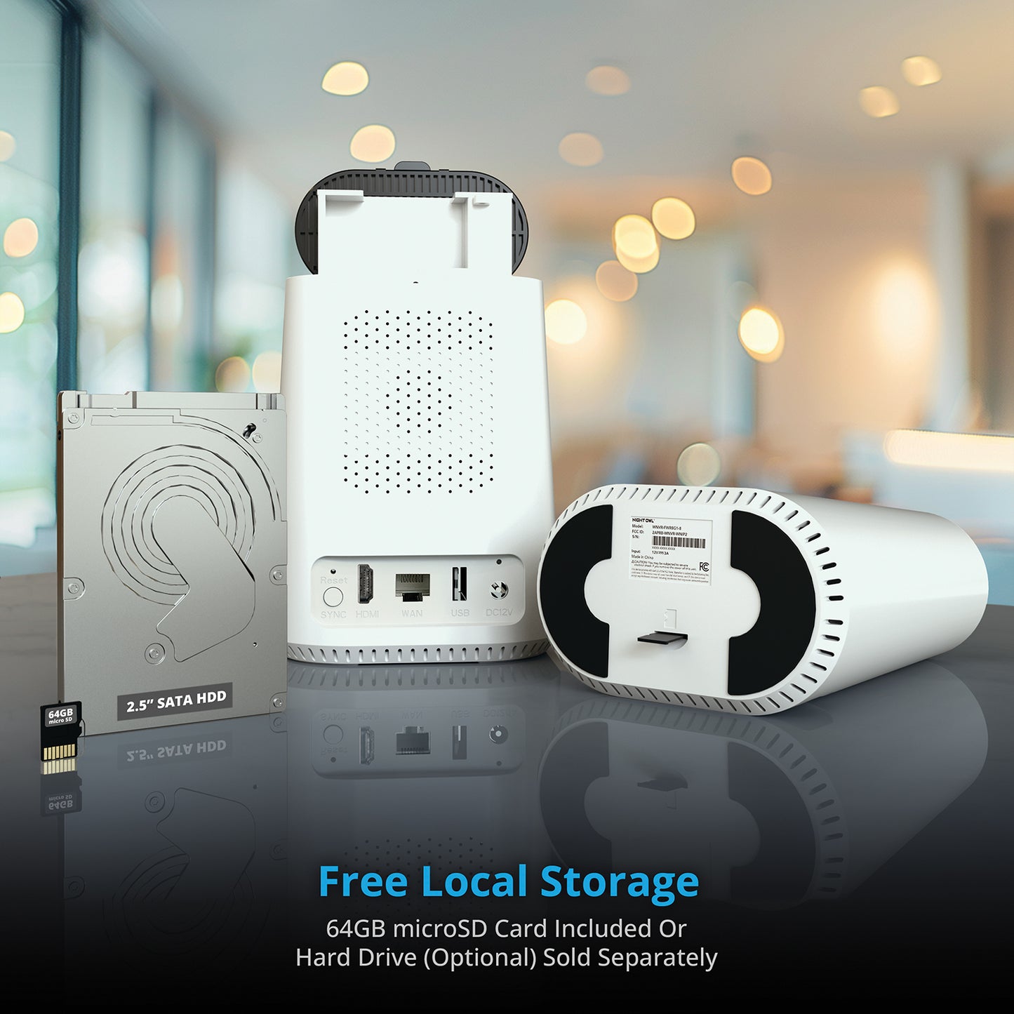 Expandable Wi-Fi Security Hub with 64GB microSD Card and 3 Wire Free 2K Deterrence Cameras