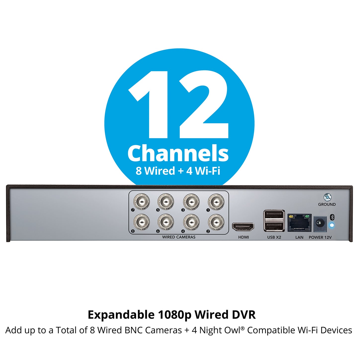 2-Way Audio 12 Channel DVR Security System with 1TB Hard Drive and 4 Wired 1080p Deterrence Cameras