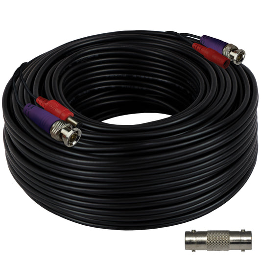 100 ft In-Wall Rated BNC Video-Power Extension Cable with Extension Adapter