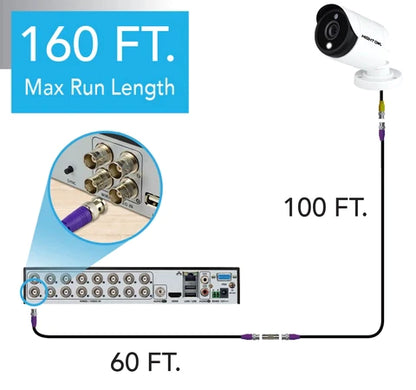 100 ft In-Wall Rated BNC Video-Power Extension Cable with Extension Adapter