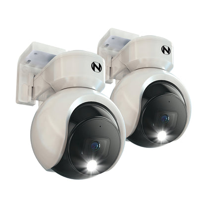 Add On Wired Spotlight Pan and Tilt 4K Deterrence Camera with 2-Way Audio - 2 Pack - White