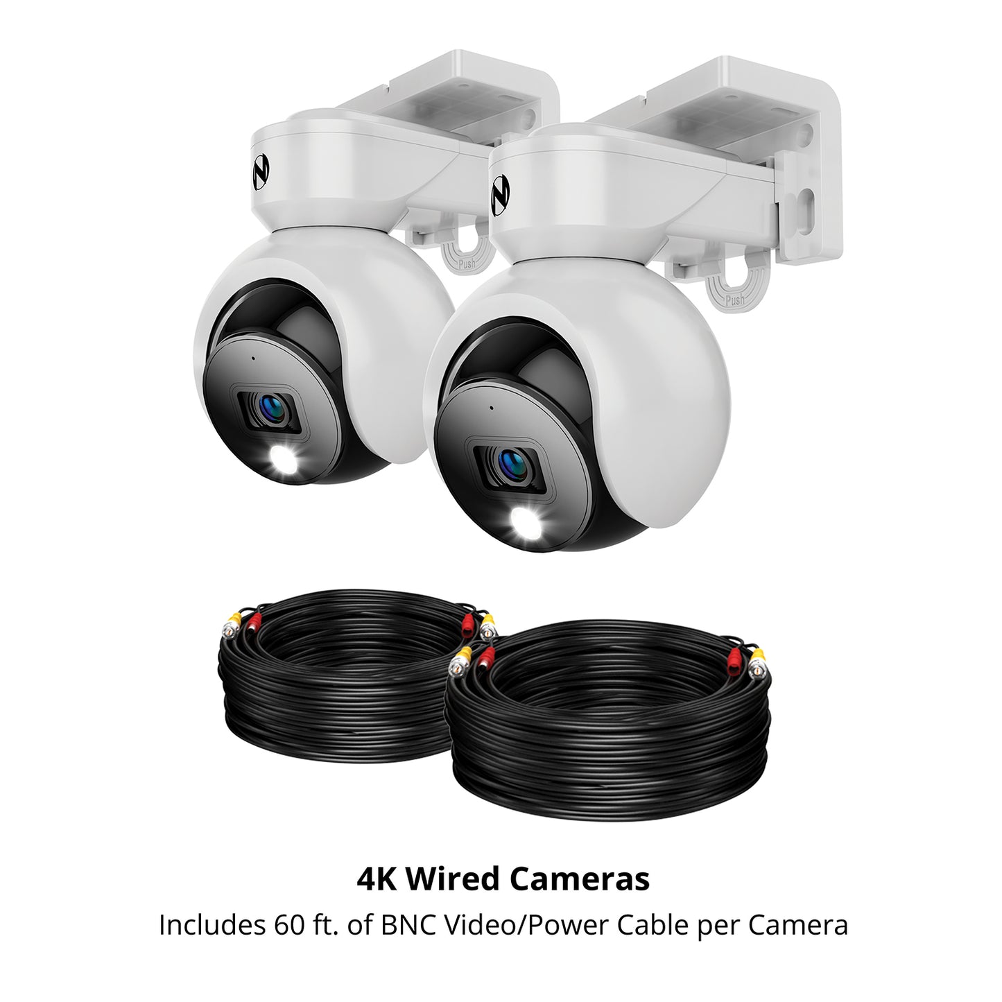 Add On Wired Spotlight Pan and Tilt 4K Deterrence Camera with 2-Way Audio - 2 Pack - White