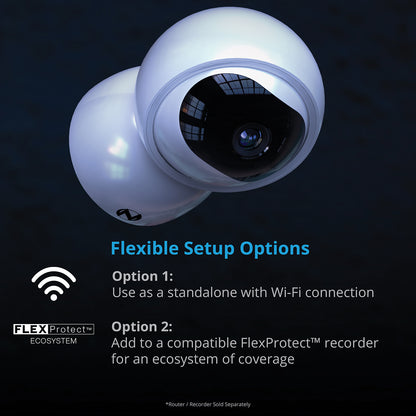 Indoor Wi-Fi IP Plug In 3MP Deterrence Camera with Pan, Tilt and 2-Way Audio - White