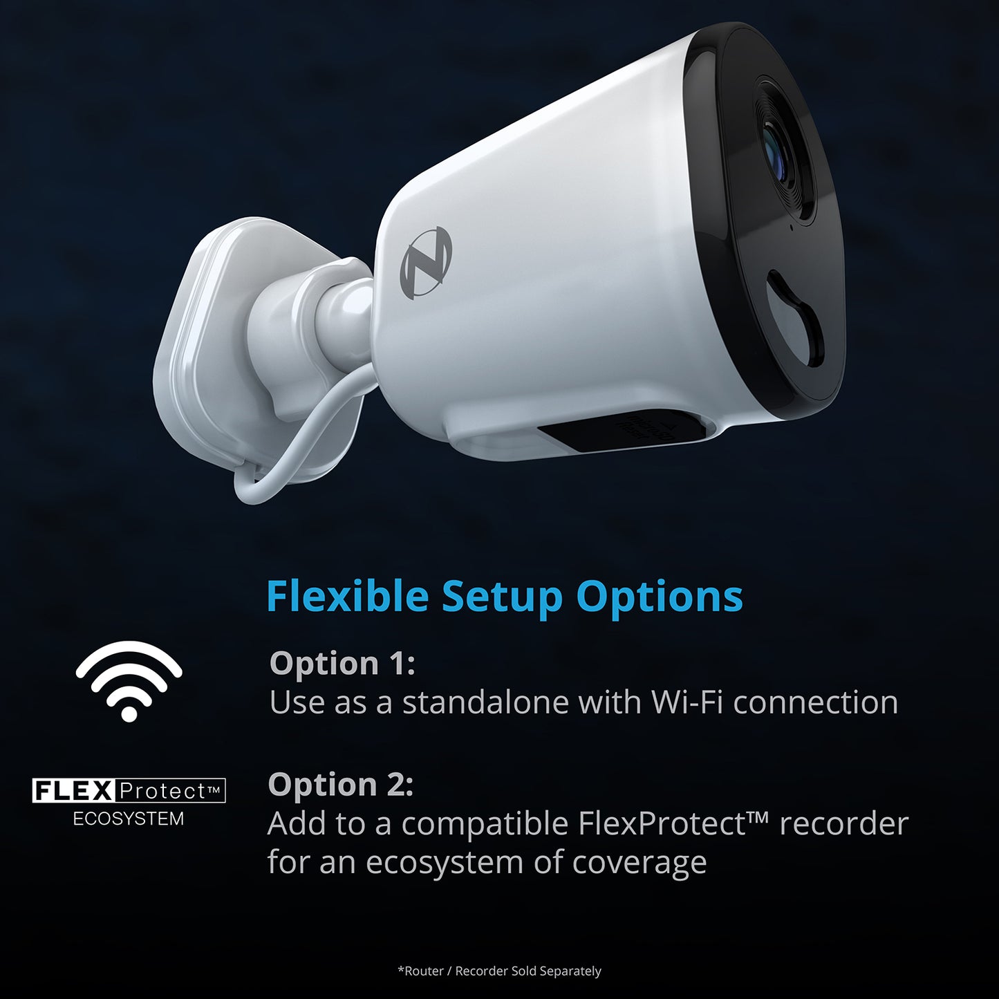 Wi-Fi IP Plug In 4K HD Deterrence Camera with 2-Way Audio and Audio Alerts and Siren - White