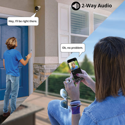 Wi-Fi IP Plug In 4K HD Deterrence Camera with 2-Way Audio and Audio Alerts and Siren - White