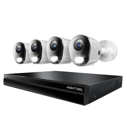 24 Channel 12MP eNVR with 4TB HDD and 4 Wired IP 12MP Bullet Cameras w 2-Way Audio - 16 POE Ports