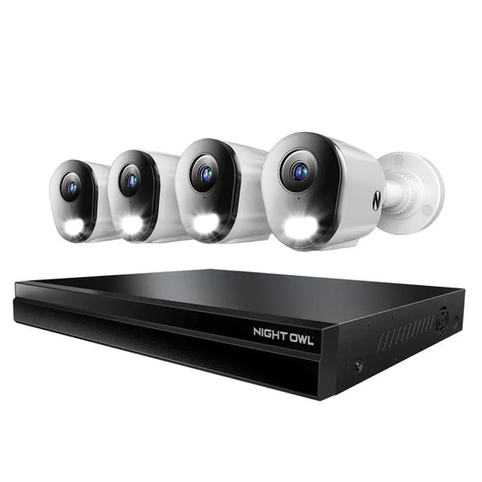 24 Channel 12MP eNVR with 4TB HDD and 4 Wired IP 12MP Bullet Cameras w 2-Way Audio - 16 POE Ports
