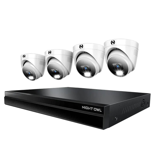 24 Channel 12MP eNVR with 4TB HDD and 4 Wired IP 12MP Dome Cameras w 2-Way Audio - 16 POE Ports