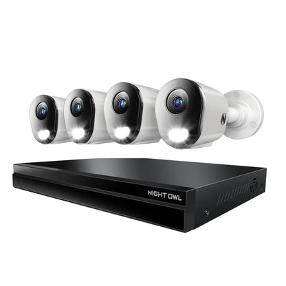 24 Channel 12MP eNVR with 2TB HDD and 4 Wired IP 4K Bullet Cameras w 2-Way Audio - 8 POE Ports