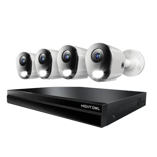 24 Channel 12MP eNVR with 2TB HDD and 4 Wired IP 4K Bullet Cameras w 2-Way Audio - 8 POE Ports