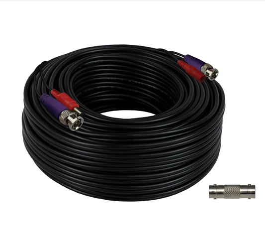 100 ft In-Wall Rated BNC Video-Power Extension Cable with Extension Adapter