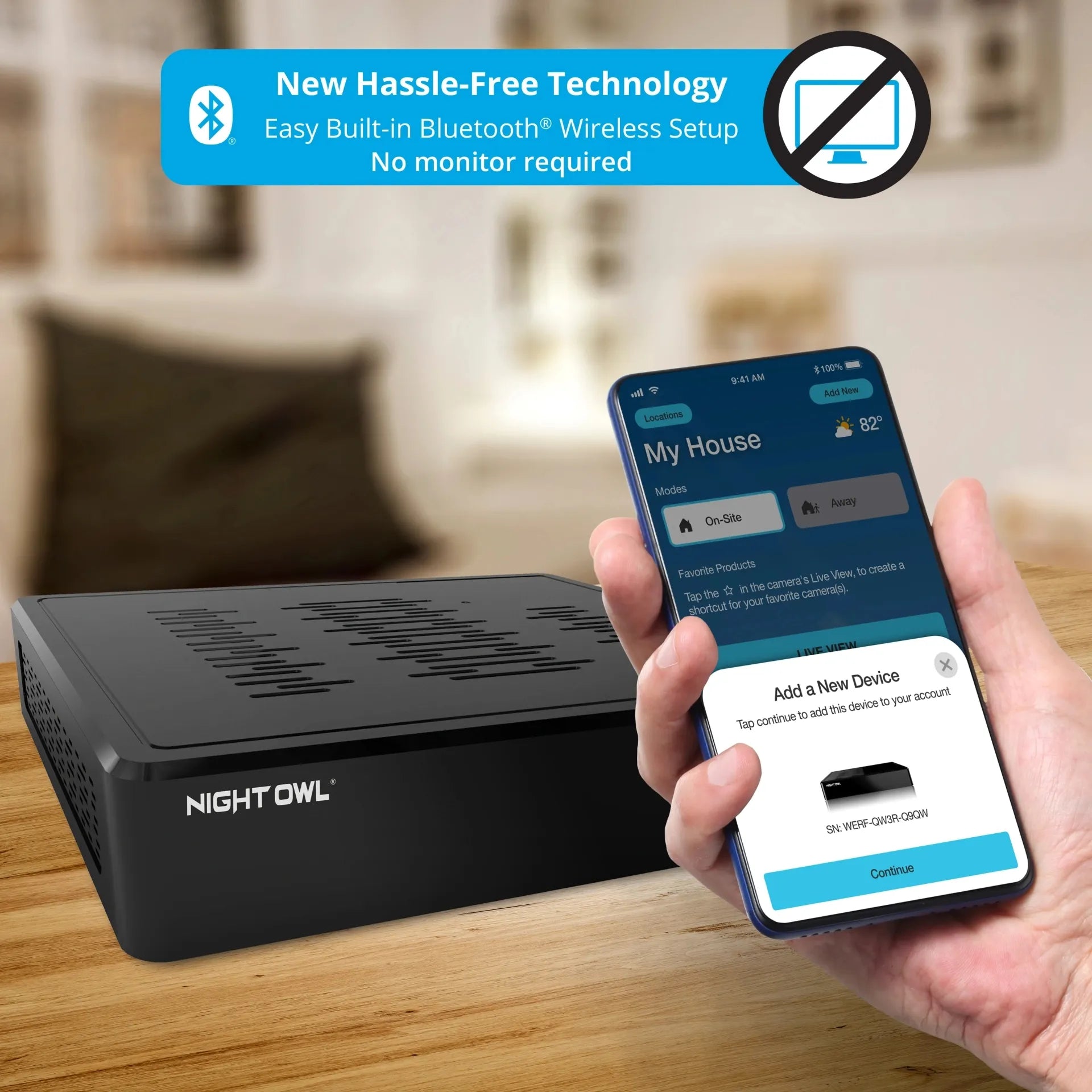 Night Owl app being used to set up security system