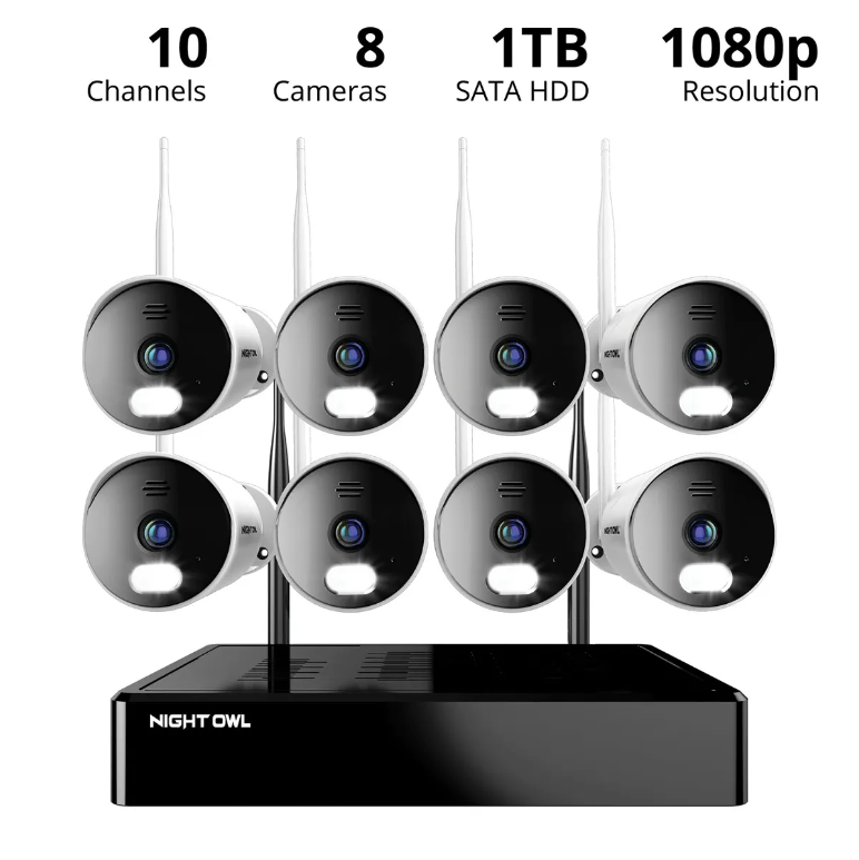 10 Channel 1080p Wi-Fi NVR with 1TB Hard Drive and 8 Wi-Fi IP 1080p HD Spotlight Cameras with 2-Way Audio