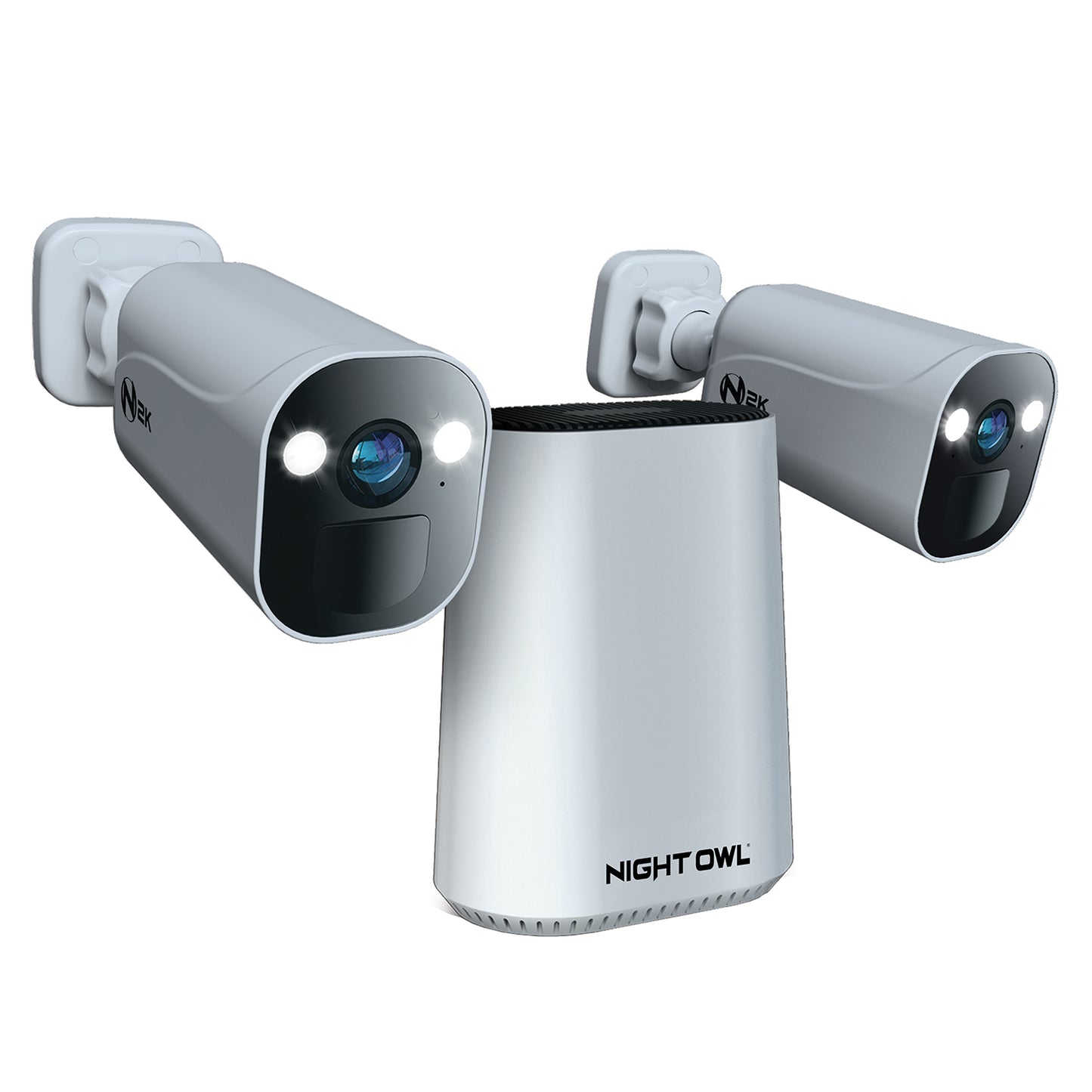 Expandable Wi-Fi Security Hub with 64GB microSD Card and 2 Wire Free 2K Deterrence Cameras