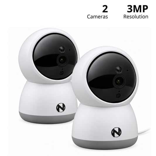 Indoor Wi-Fi IP Plug In 3MP Deterrence Camera with Pan, Tilt and 2-Way Audio - 2 pack - White