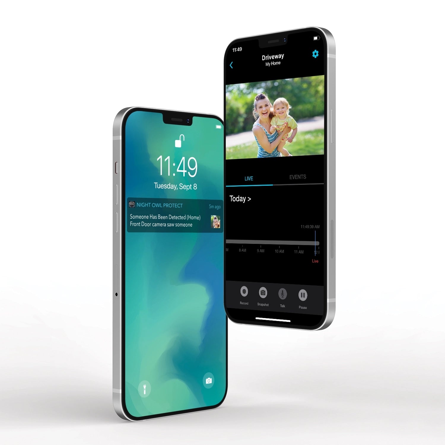 NVR app displayed on phones