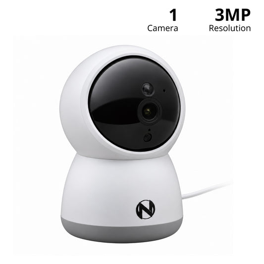 Indoor Wi-Fi IP Plug In 3MP Deterrence Camera with Pan, Tilt and 2-Way Audio - White