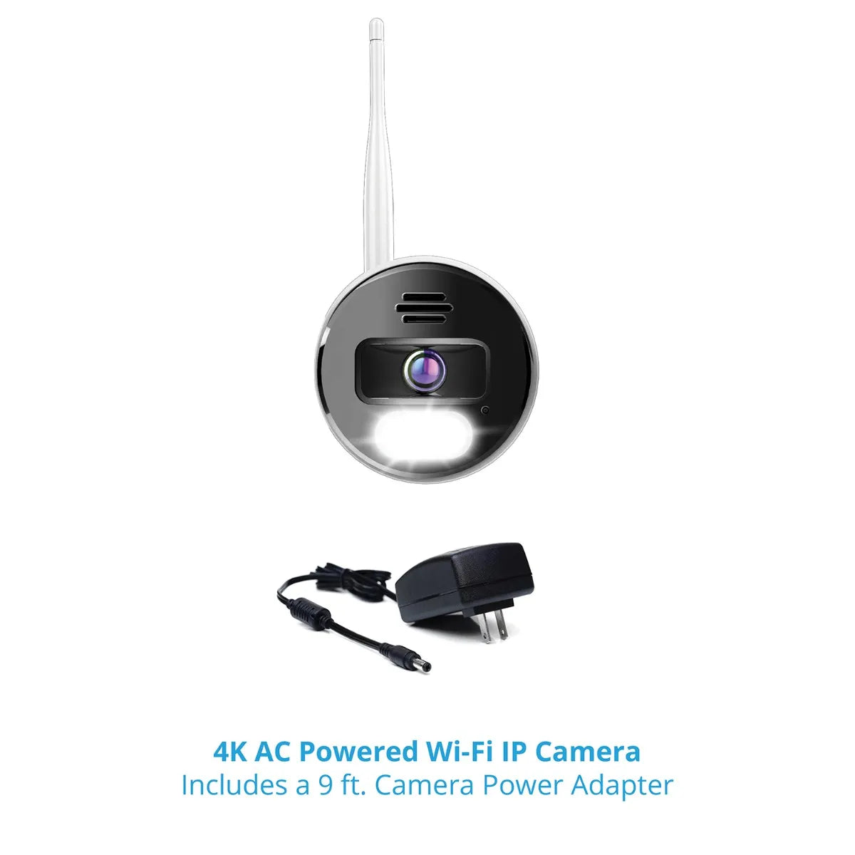 Wi-Fi IP Plug In 4K Spotlight Camera with 2-Way Audio and Audio Alerts and Siren - White