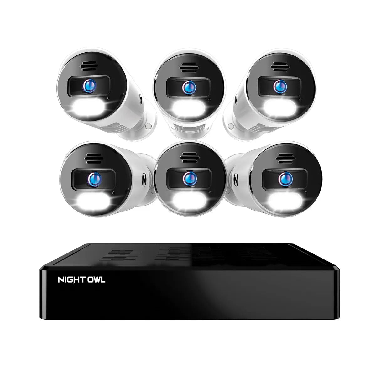 12 Channel 4K Bluetooth NVR with 2TB Hard Drive and 6 Wired IP 4K Spotlight Cameras with 2-Way Audio and Audio Alerts and Sirens